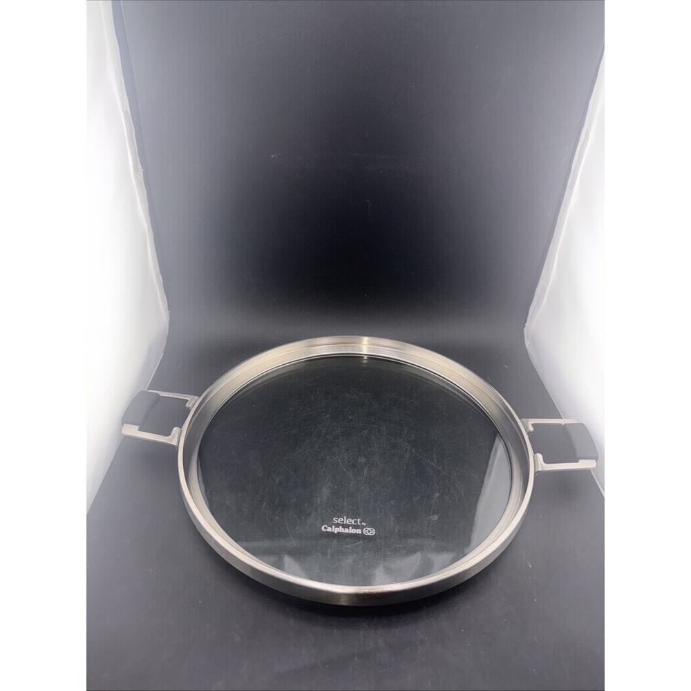 Calphalon Premier Space Saving Flat Glass Lid Double Handle Stainless Steel 10"